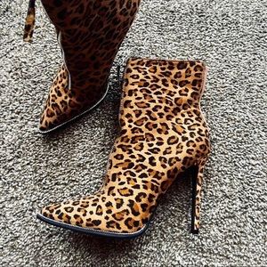 Fashion Nova Leopard Heel Booties (new)